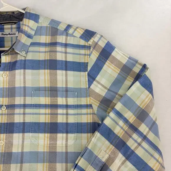 Tommy Bahama Mumbai Madras Plaid Cotton Blend Long Sleeve Shirt XL - Picture 12 of 12